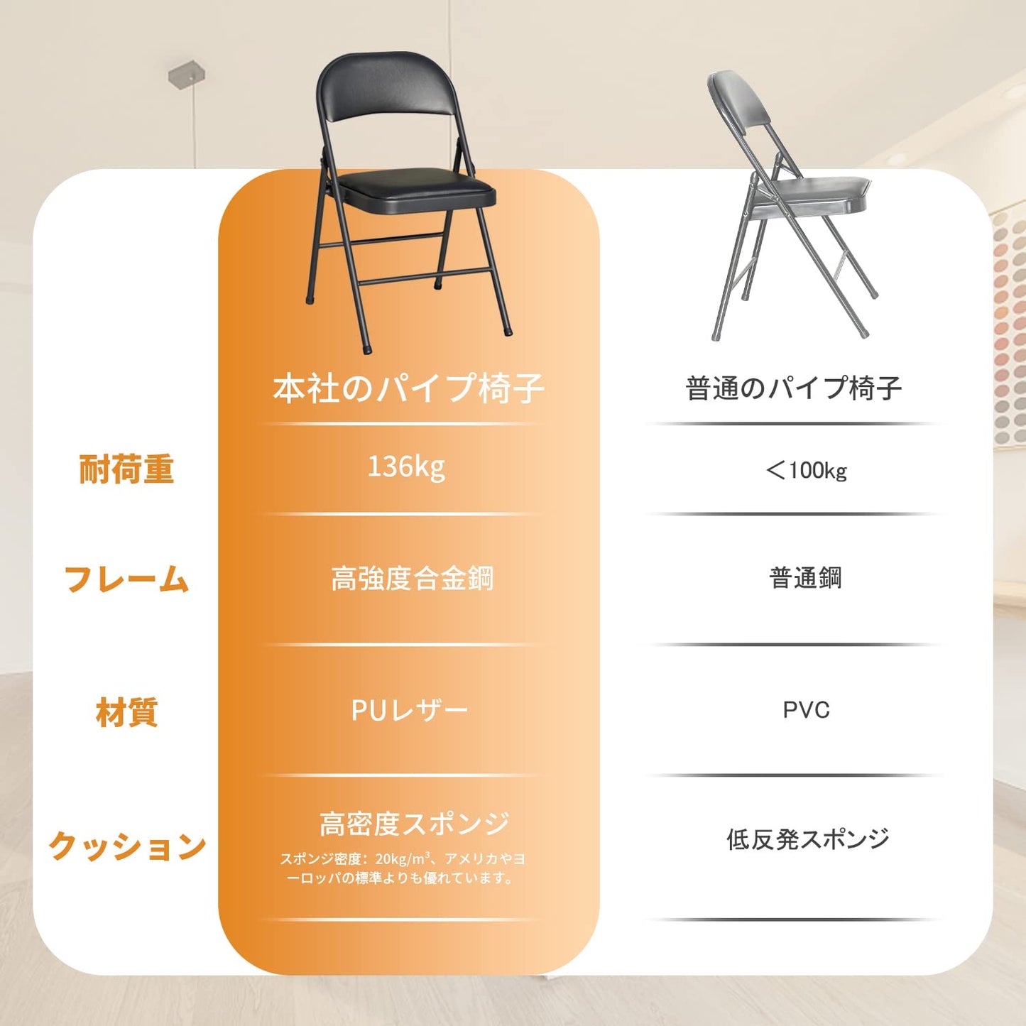 BOOSDEN Folding Chair, Foldable Chair, Set of 4, Faux Leather Fold Up Chairs for Home, Office, Dining, Portable and Compact Metal Frame Folding Seat