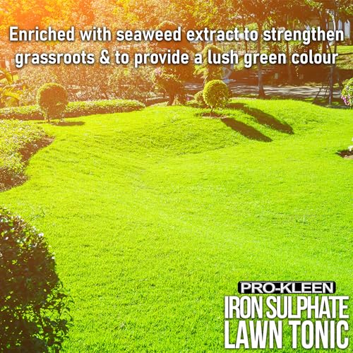 Pro-Kleen Lawn Tonic Liquid Iron Sulphate Quality Ferrous Conditioner, Fertiliser, Grass Greener, Turf Hardener | Long-Lasting for a Healthier Looking Garden | Helps Prevent Lawn Disease (5 Litres)