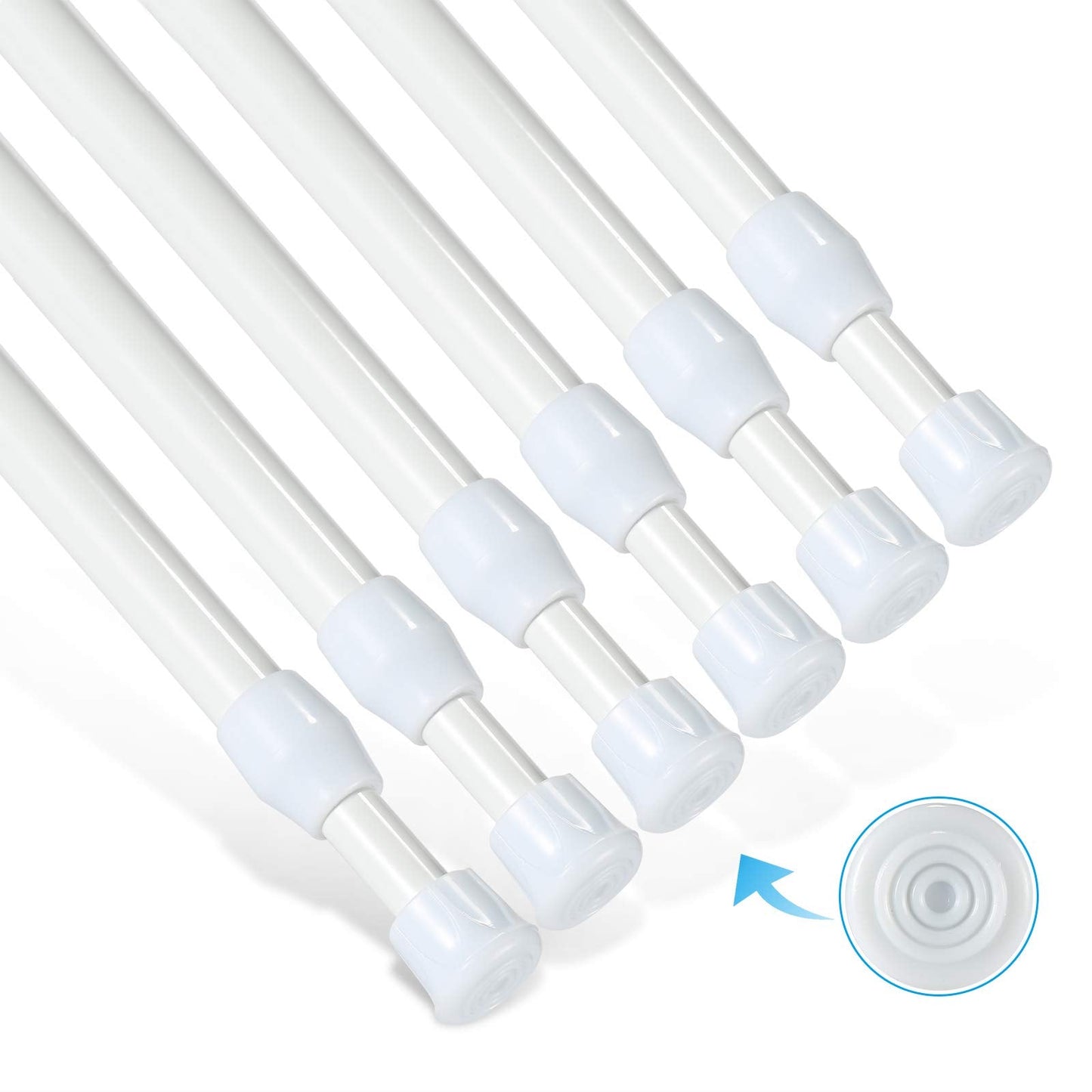 6Pcs Tension Rod, Goowin 70-120cm/28-48 inch Tension Rods for Windows, No Drilling Rustproof Spring Adjustable Tension Curtain Rod for Doors, Windows,