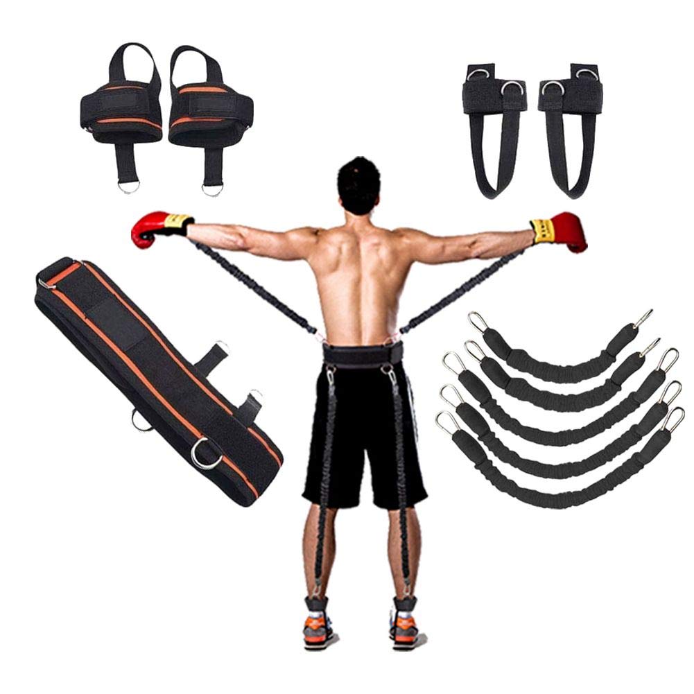 YNXing Strength Training Rope for Boxing, Basketball, Fencing Training Resistance Rope Blue Stretch Cord Tension Rope Fitness Equipment (Black)