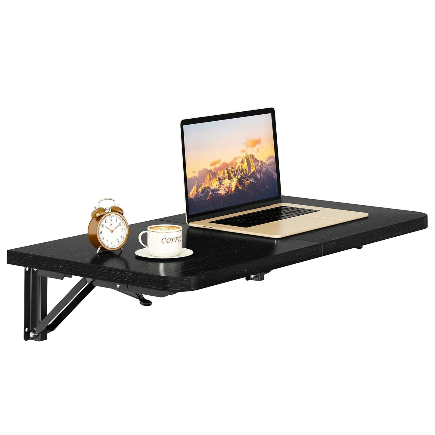 IBUYKE Wall Mounted Folding Table, Floating Wall Desk for Small Spaces, Fold Down Laundry Shelf with Heavy-Duty Brackets