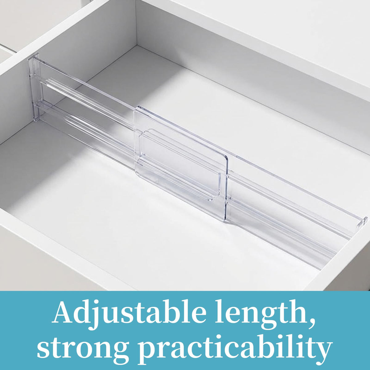 YueXing Drawer Dividers, 3.2" High Expandable from 12.2-21.4" Adjustable Drawer Organisers，Clear Plastic Drawers Separators for Clothing