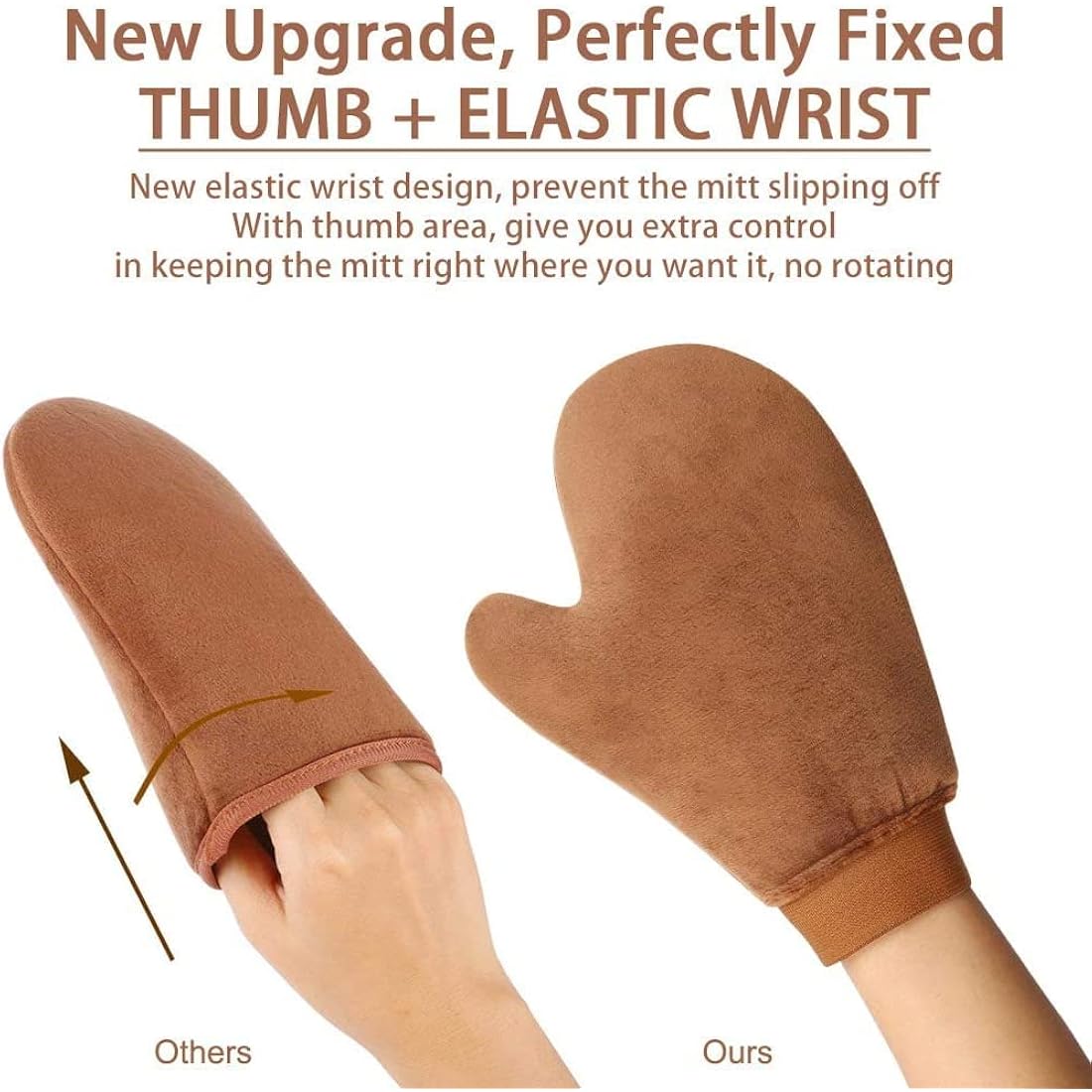 GAIYAH Self Tanning Mitt Kit - 5 in 1 Fake Tan Mitt Set,Self Tan Mit Glove, Tanning Brush, Exfoliating Gloves, Lotion Applicator for Back Tanner Applicator