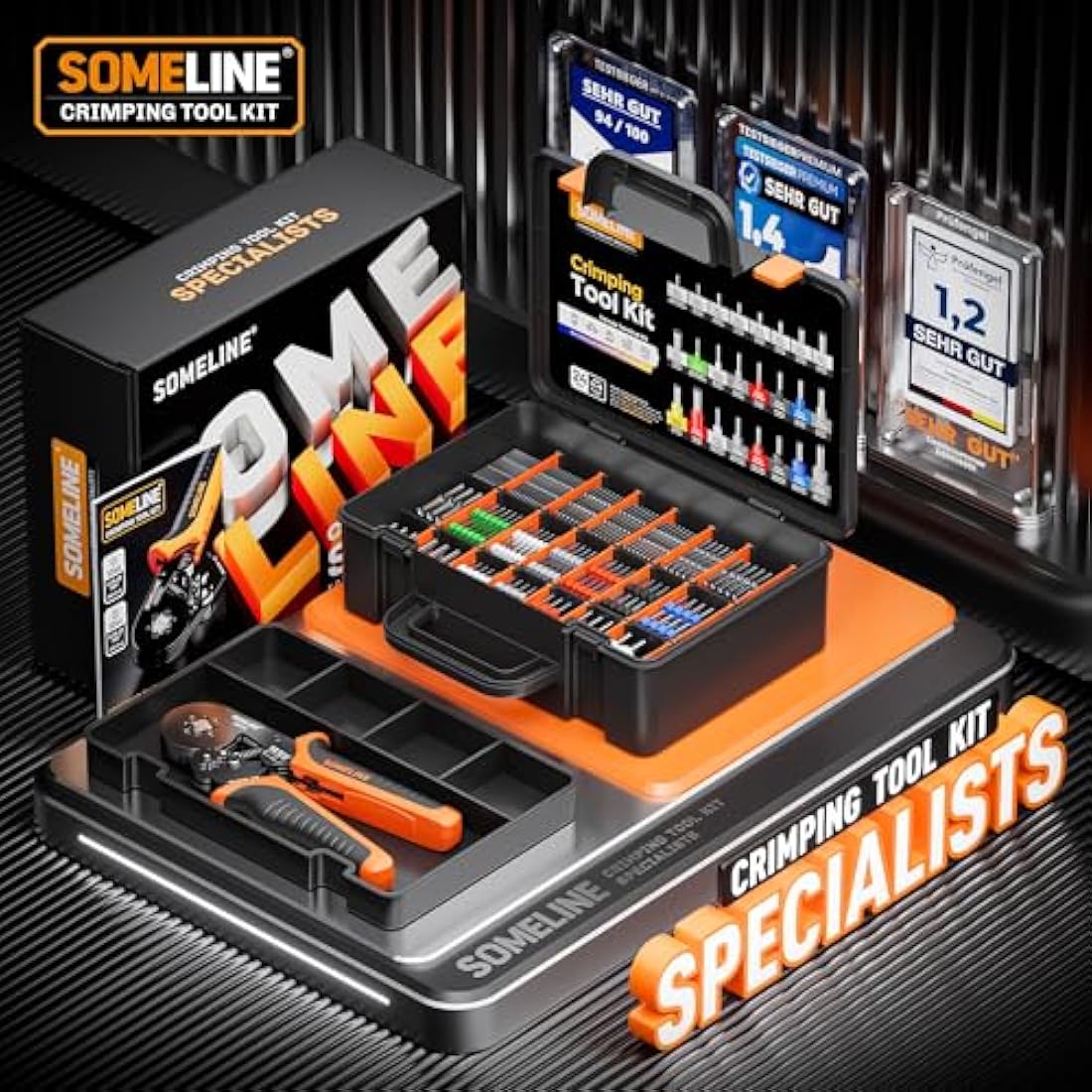 SOMELINE Crimping Tools Set with 24 Types of Ferrules - Ferrule Pliers 0.25-10mm²(AWG 24-8) I Electricians Tools, Crimper, Crimping Pliers, Wire Crimping Tool, Crimping Tool