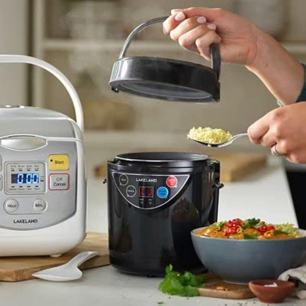 Lakeland 2 Portion Mini Electric Rice Cooker  500ml Non-Stick Pan White Or Brown Rice & Porridge