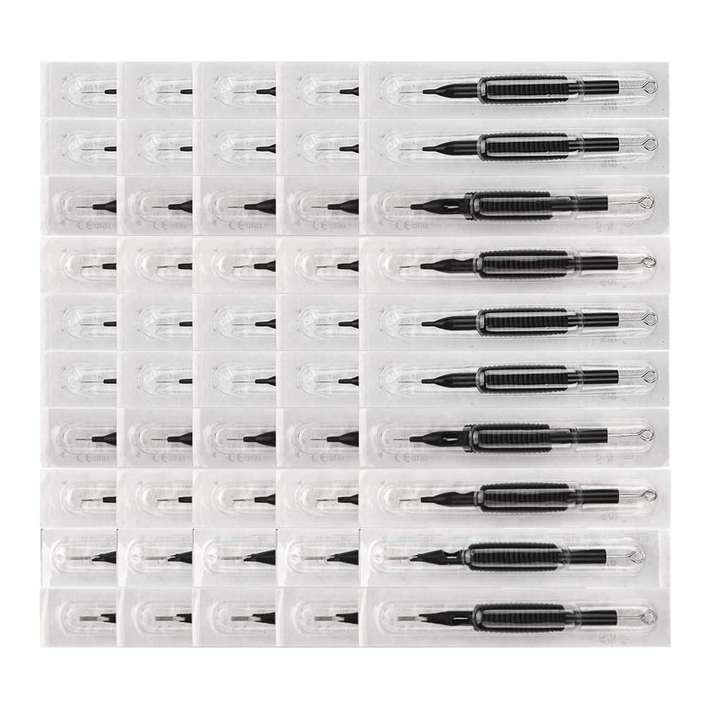 ATOMUS 50pcs Tattoo Tips Kit Grip 16mm Disposable Tattoo Needles and Silicone Tubes Grip Kit 3RL 5RL 7RL 9RL RS Professional Permanent Makeup Beauty