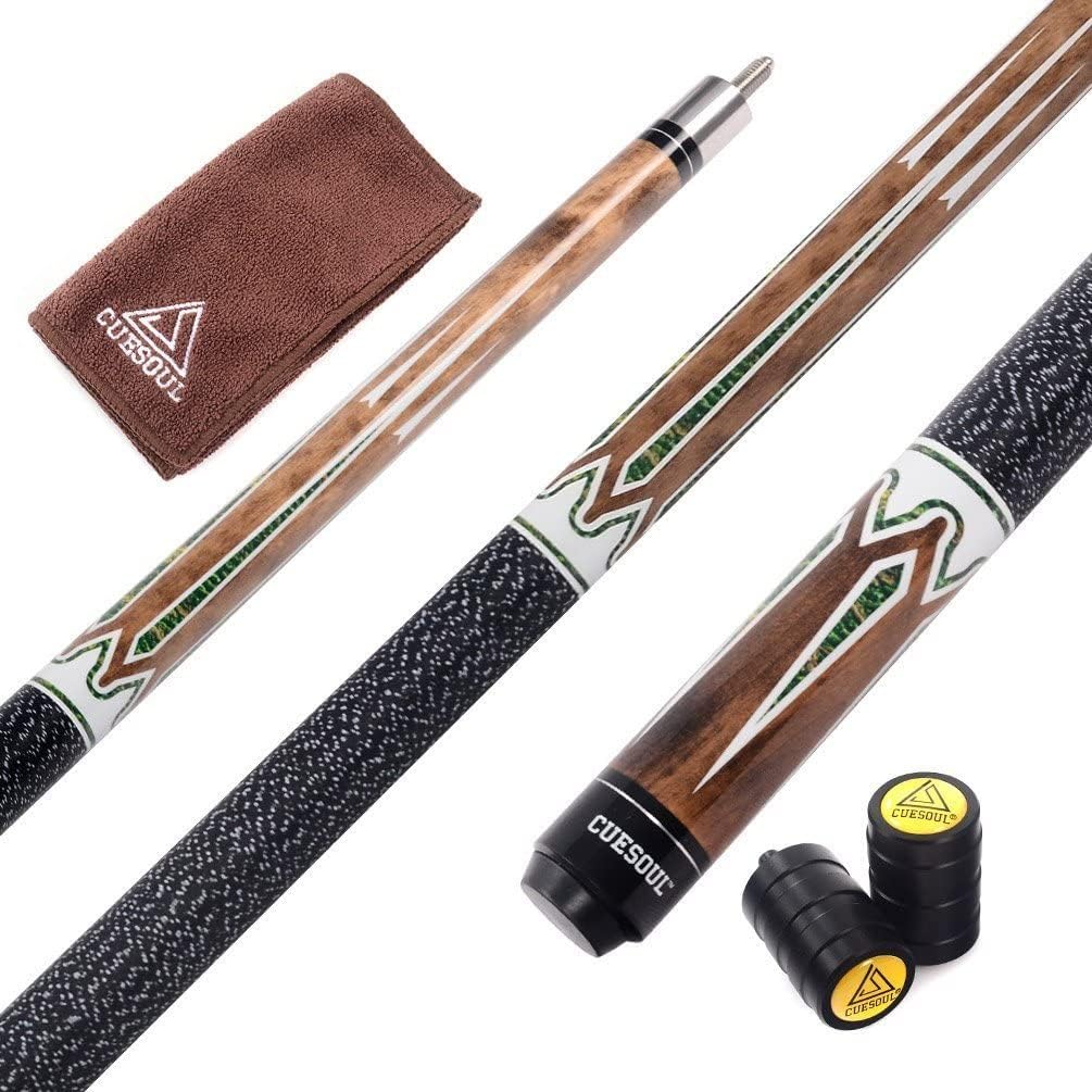 CUESOUL 58 Inch 19 Oz 1/2 Jointed Maple Billiard Pool Cue (CSTB001)