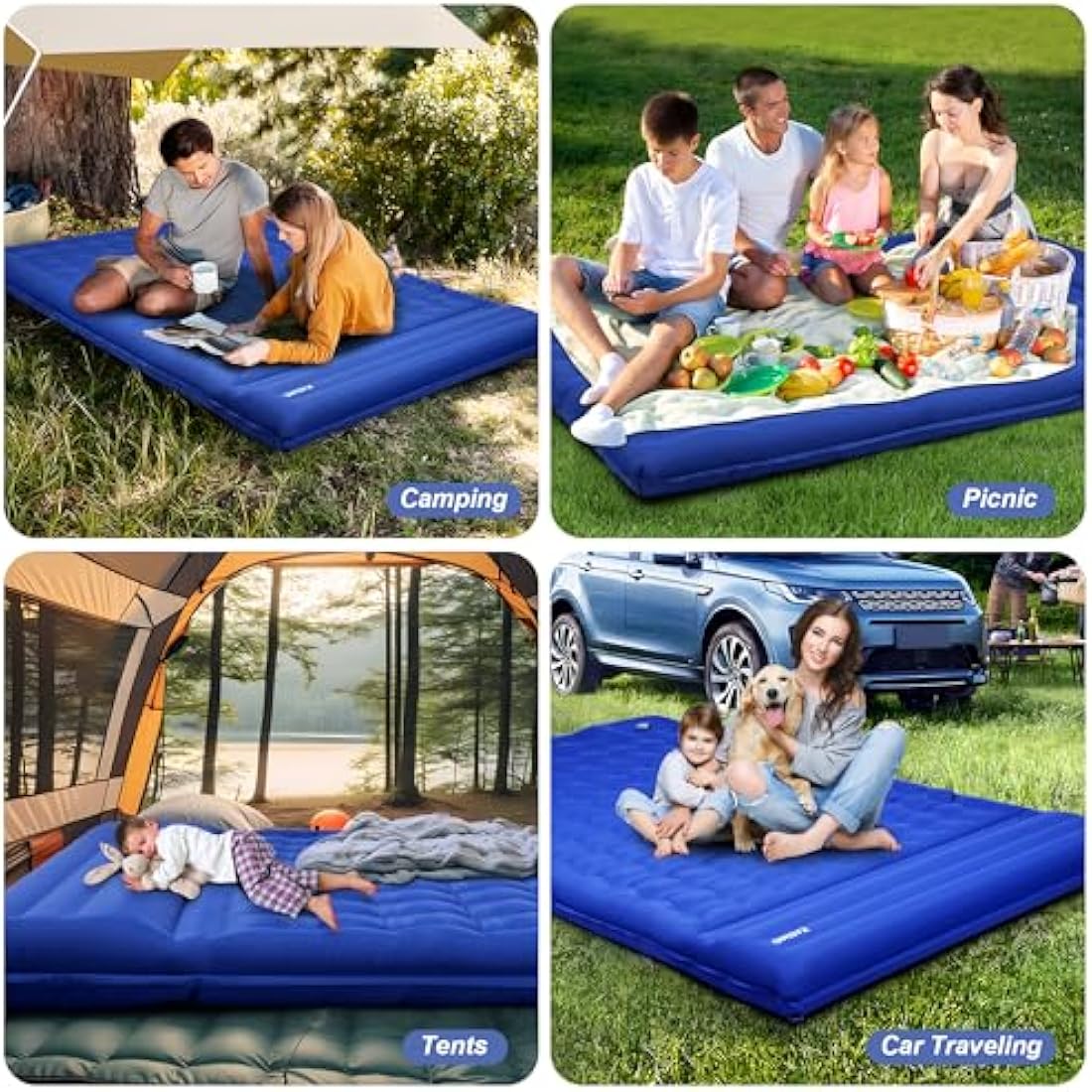 KASIMO Sleeping Mat - Ultralight & Thick Inflatable Camping Sleeping Pad Air Mattress Self-inflating Bed with Built-in Pump & Pillow Compact for Camping Backpacking Hiking Traveling