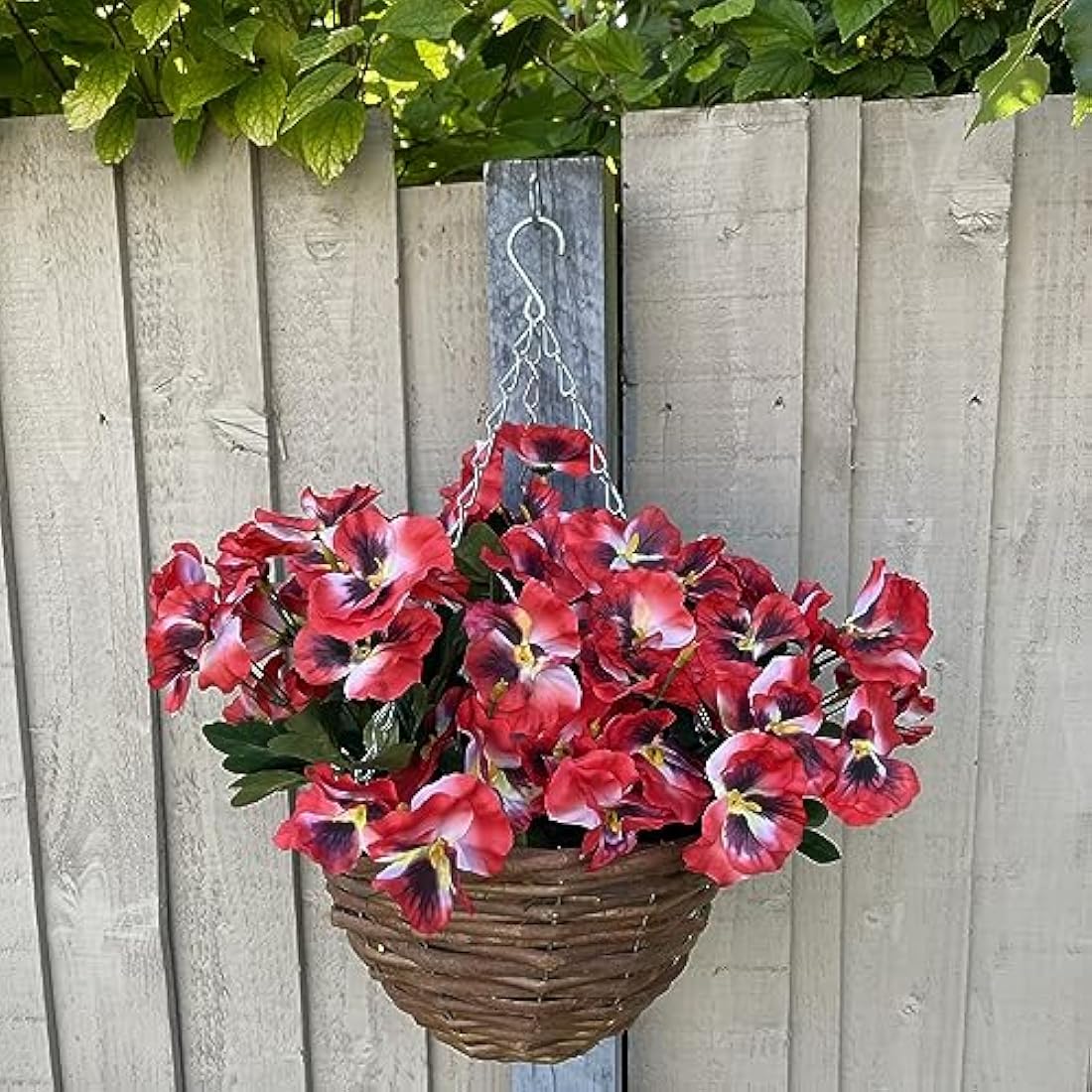 Garden 365 Artificial Pansy Flowers - Fake Plants for Outdoor or Indoor Use - Faux Flower Decorations with Fade Resistant Colour - POTS NOT INCLUDED (5 Pack - Red)