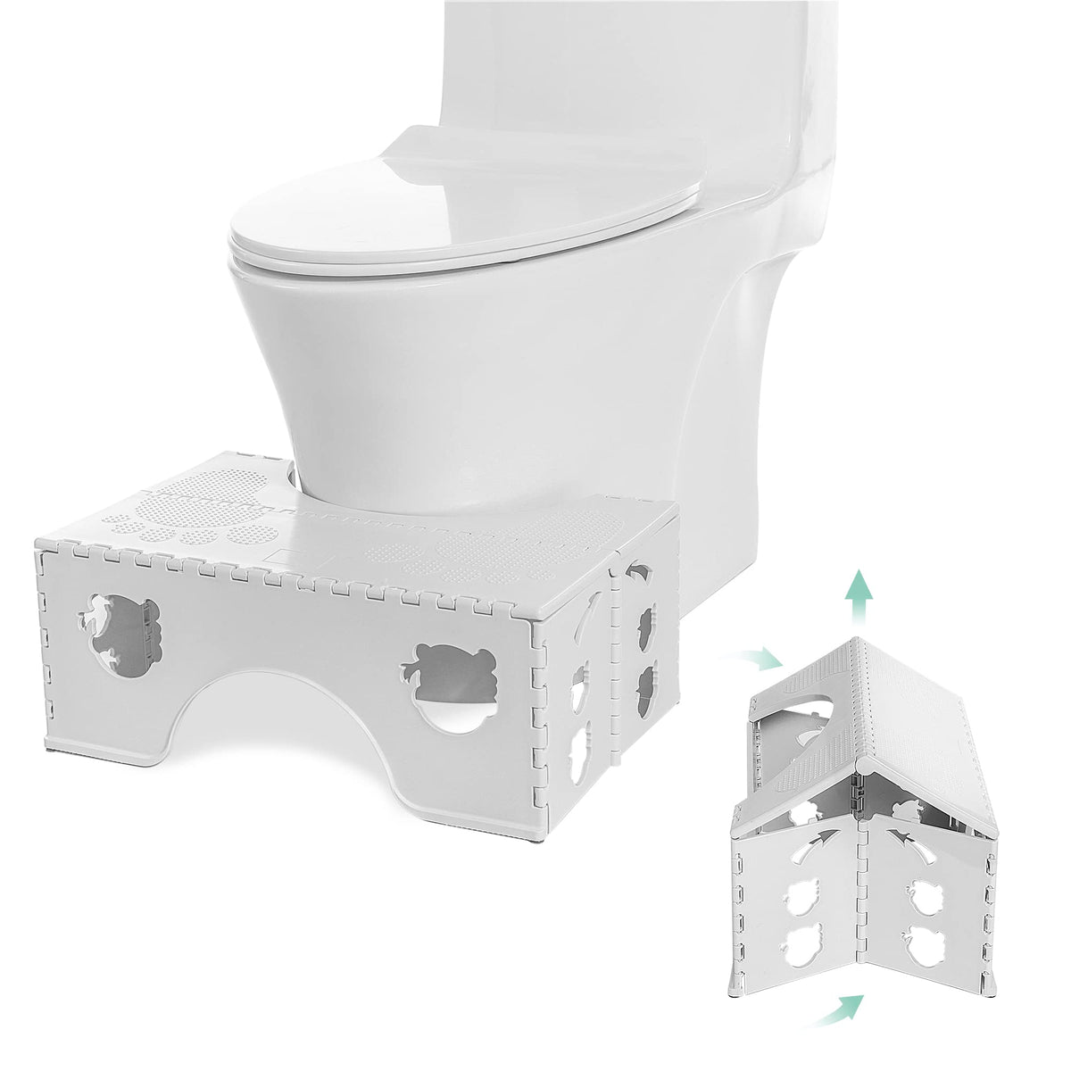 Foldable Toilet Stool, 7inches Healthy Bathroom Squatting Posture Poop with Anti-Slip Feet,Easy to Storage Toilet Squat