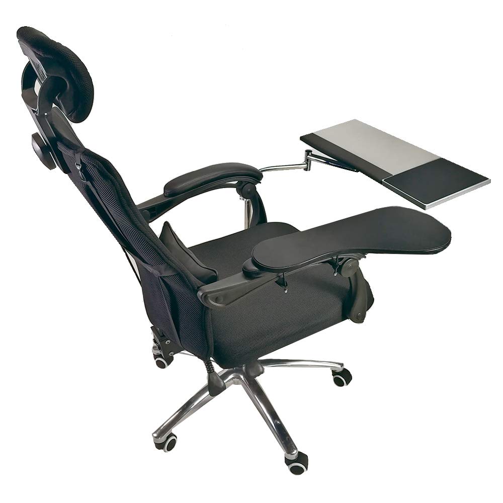 Laptop Mouse Stand Mount Workstation Video Game Chair or Round Bar Mounted Keyboard Tray PC Platform Armrest Wrist Rest Pad 360° Adjustable Fall