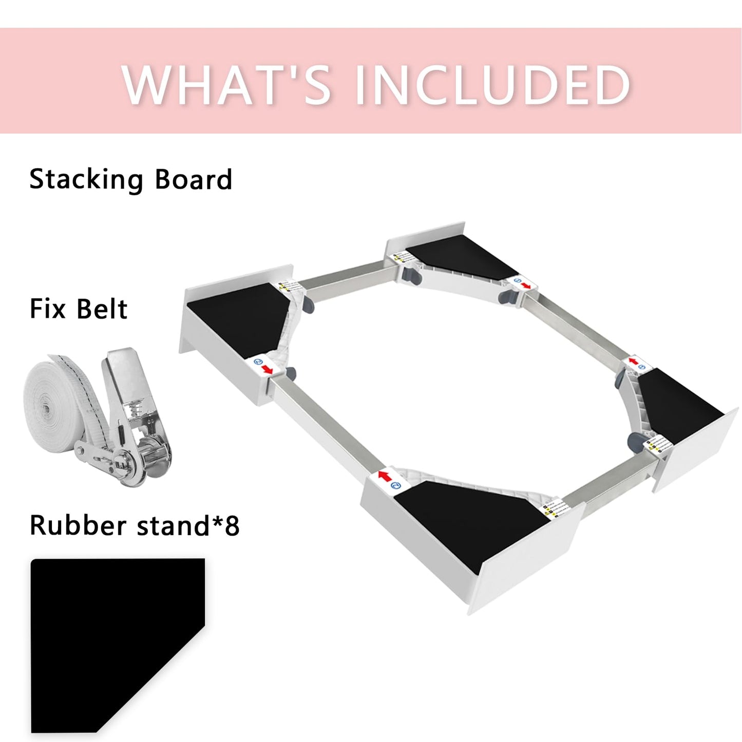 NIUXX Universal Stacking Kit for Washer and Dryer, Adjustable Stacking Frame Kit Fit for 46-66 cm Washing Machine and Tumble Dryers, Stacking Shelf