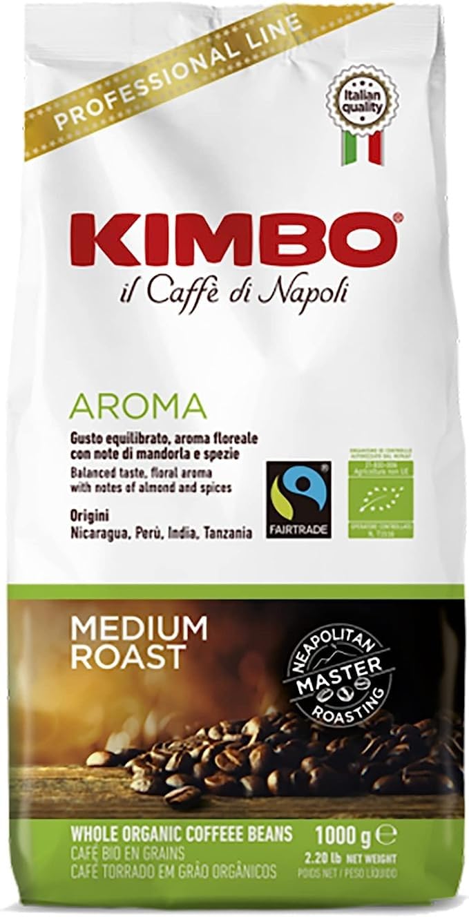 Kimbo Aroma Organic Fairtrade Coffee Beans 1kg
