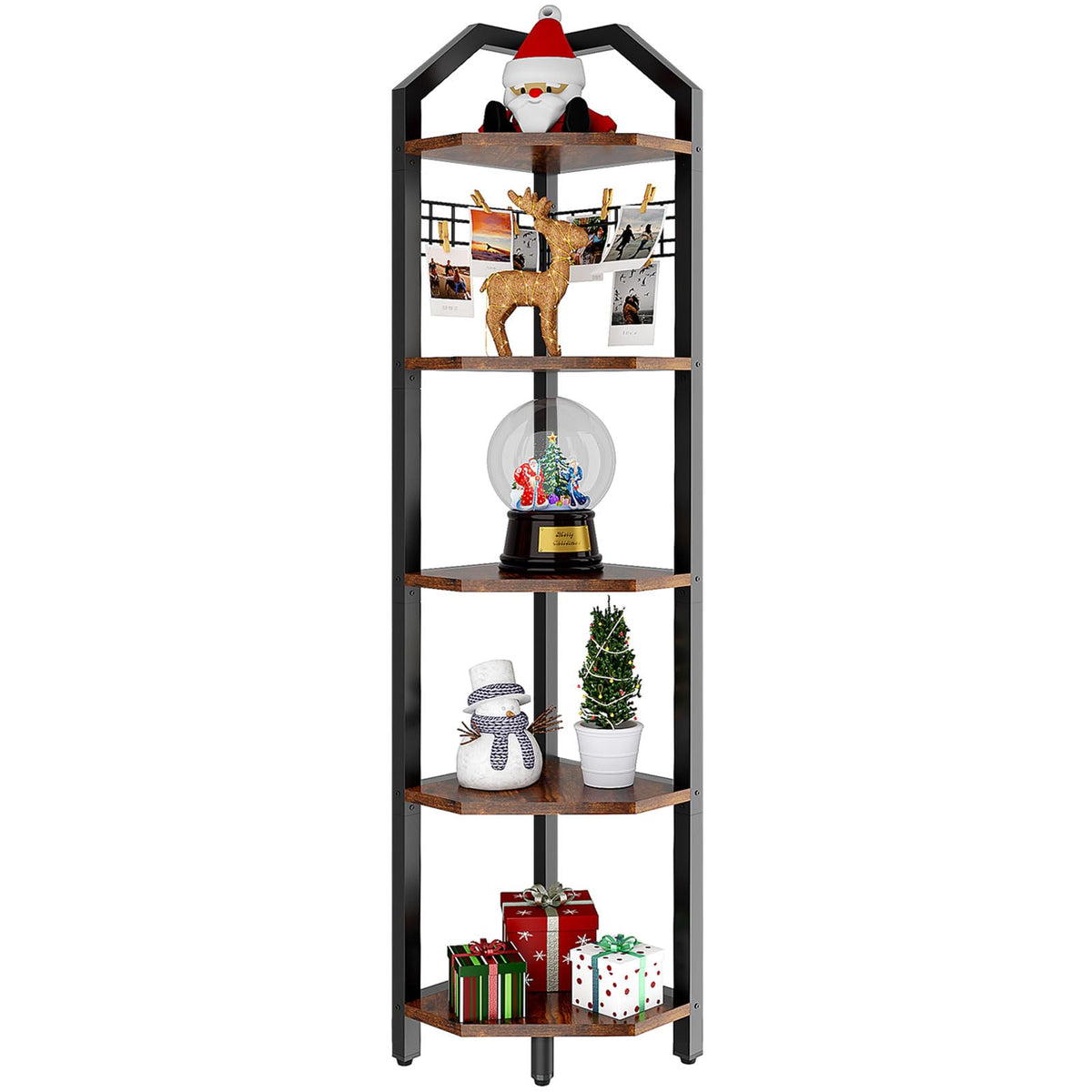 YMYNY 5 Tier Corner Shelf, Height 176CM Storage Shelf Unit Multi-Purpose Bookshelf Plant Stand, for Living Room, Bathroom, Kitchen, Bedroom, Office,