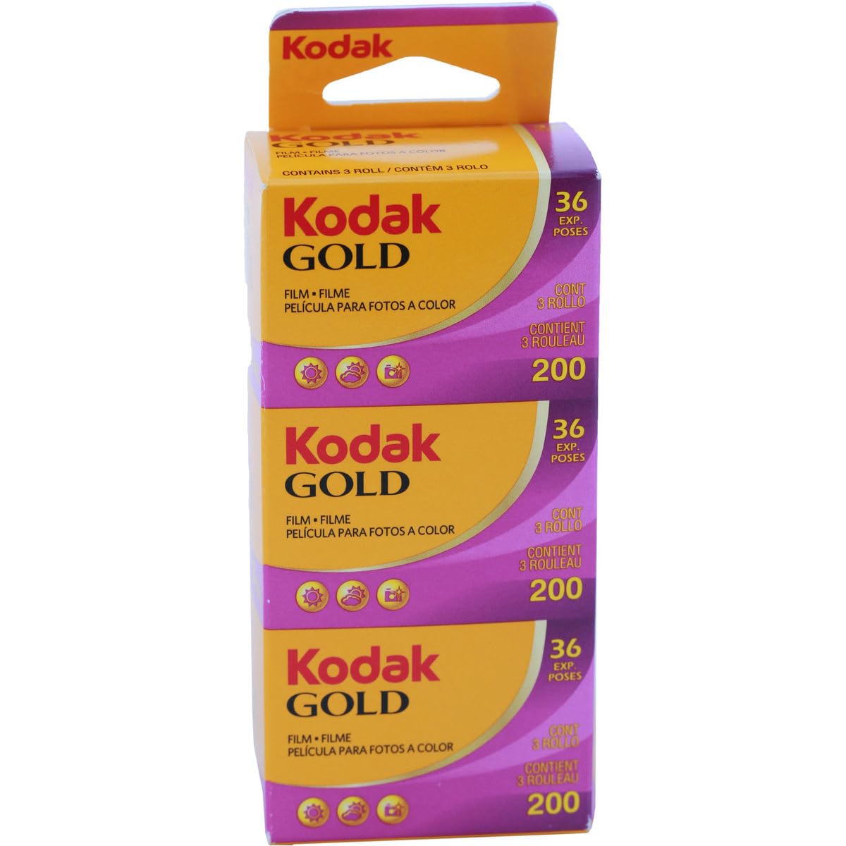 Kodak Gold 36 Exhibitions - Pack of 3 - Medium Speed Colour Negative Films, Yellow