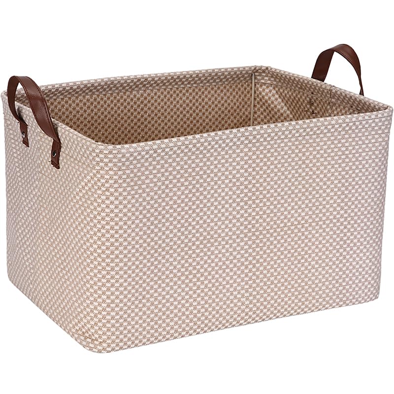 Sea Team Square Jute Storage Basket Internal Frame Structured Organizer