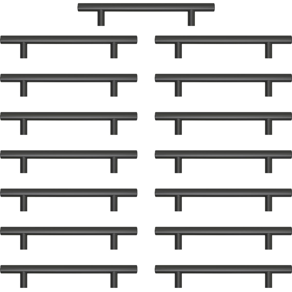 AwmnSrman Kitchen Cupboard Handles Black 15 Pack 128 mm(5 inch) Hole Center, Powder Coated Stainless Steel Installation of Holes