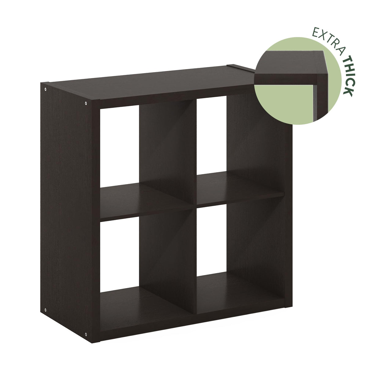 Furinno CUBICLE Book Shelf, 4-Cube Bookself, Thick Frame Bookcase with Reversible Open Back, 14.6 x 30 x 30, for Living Room, Bedroom, Home Office