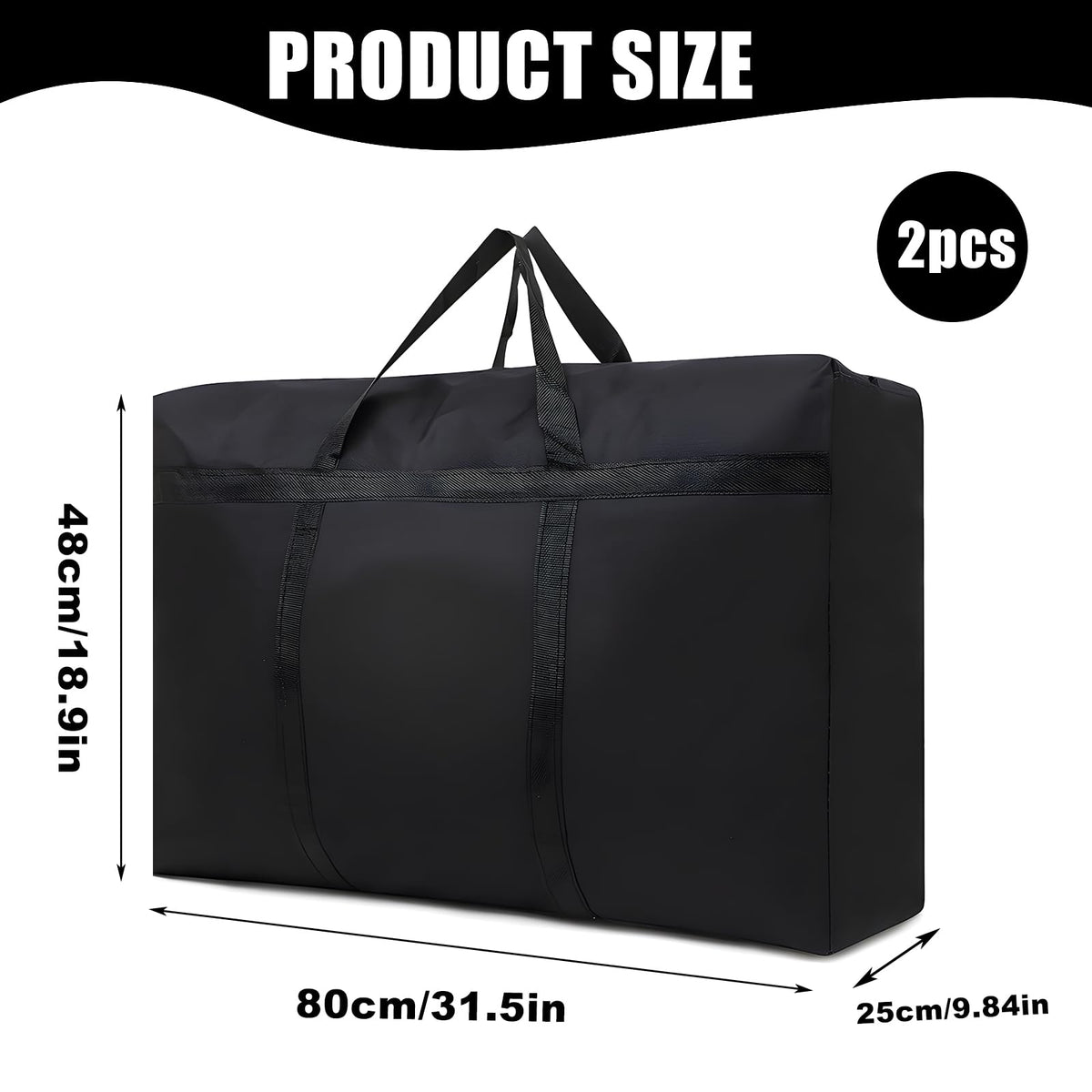 LURVOUS 2 Pcs 100L Large Storage Bags with Zips, Moving Bags Packing Bags Clothes Storage Bag Under Bed Storage