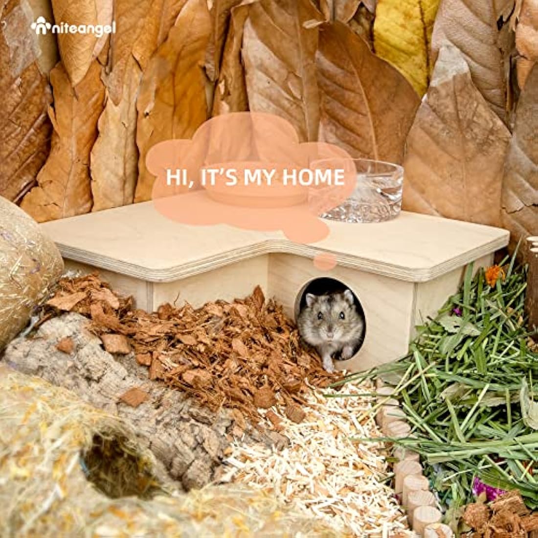 Niteangel Multi-Chamber Hamster House Maze - Multi-Room Hideouts & Tunnel Exploring Toys for Hamster Gerbils Mice Lemmings(3-Room small)