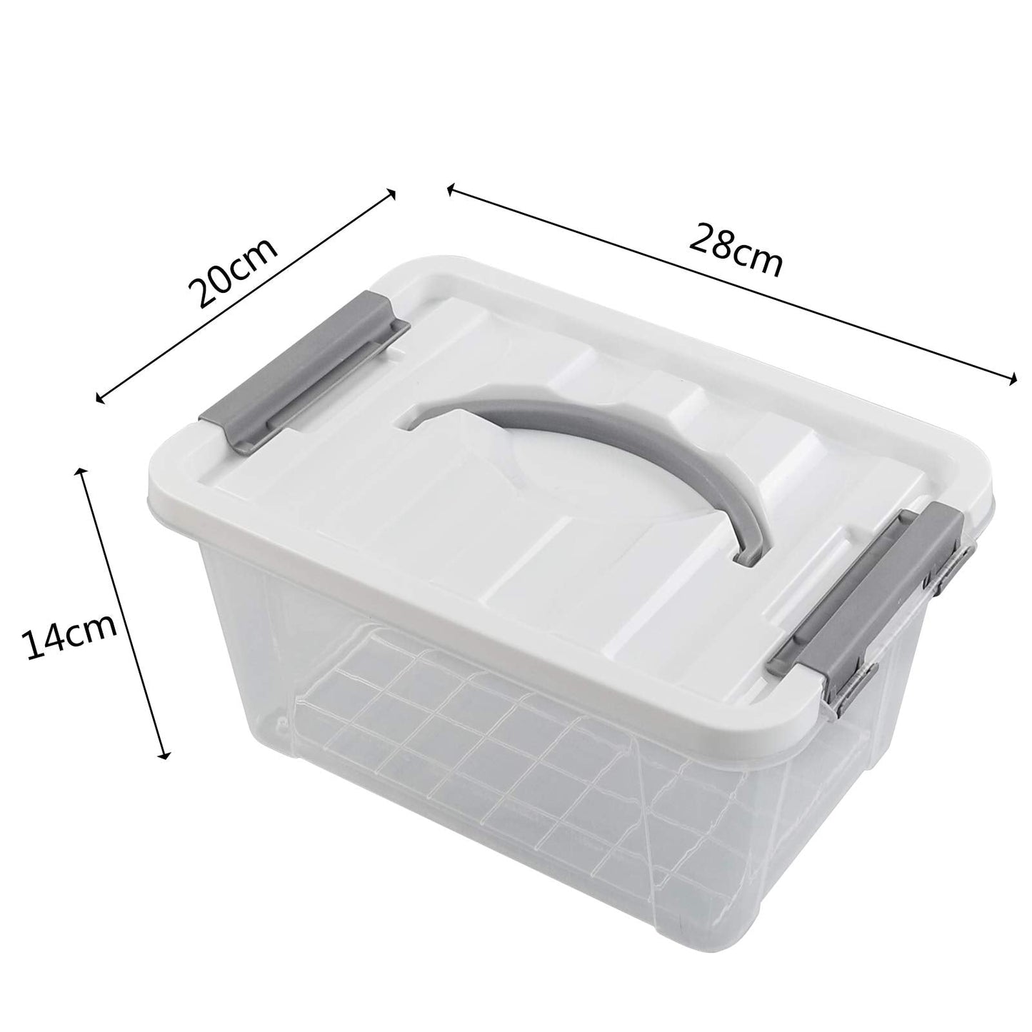 Gloreen 5L Clear Latch Storage Boxes, Plastic Box with Lid, 6 Packs