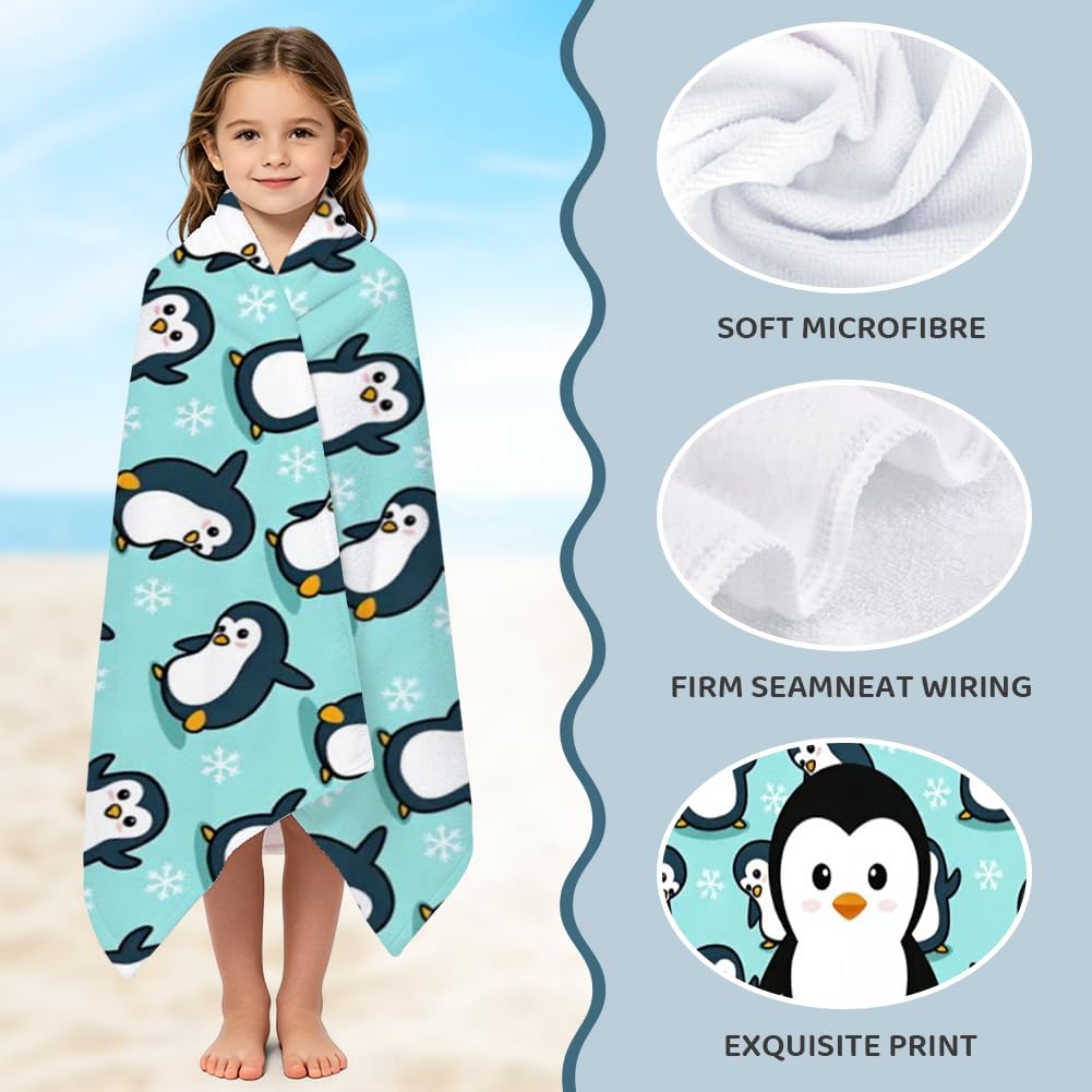 VorPrillynt Penguin Towel Beach Swimming Towels Penguin Bath Towel Microfibre Towels Lightweight Compact and Quick Drying Travel Summer Wash Cloth