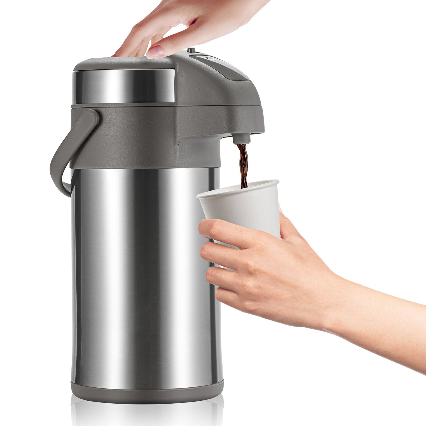 Olerd Coffee Pump Flask, 3L Stainless Steel Airpot Hot Beverage Dispenser & Hot Water Urn-Coffee Carafe Perfect for Coffee and Tea
