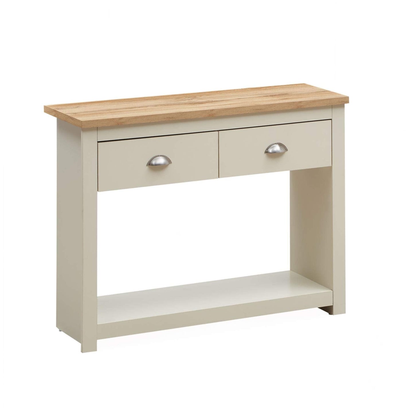 TAD TIMBER ART DESIGN UK Lisbon Console Hallway Side Table 2 Drawers Shelf Desk Storage Furniture Cream