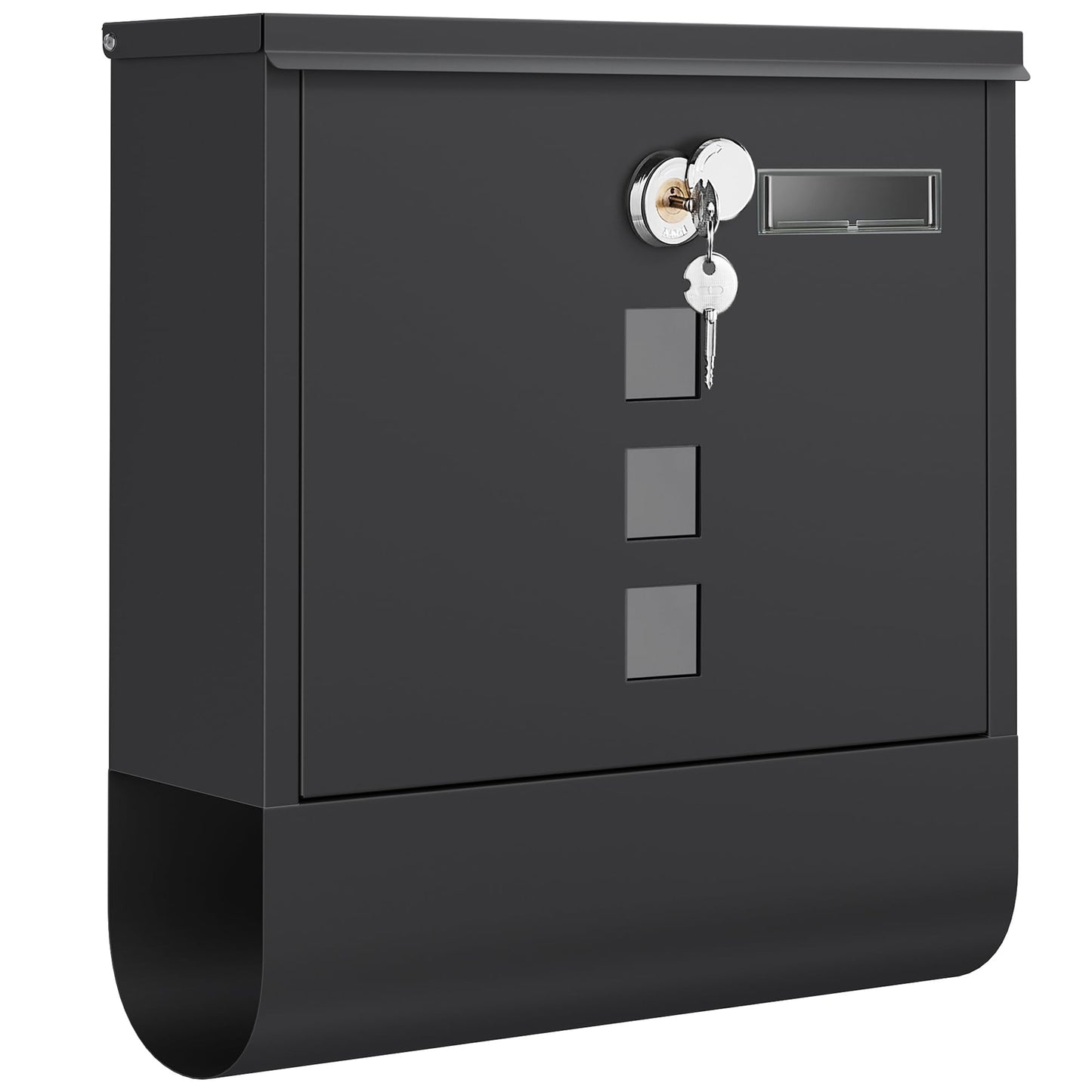 SONGMICS Post Box, Wall Mounted Letterbox, Mailbox, Copper Lock Cylinder with Swivel Cap, Nameplate, Newspaper Holder, Easy to Install, 10 x 30.8 x