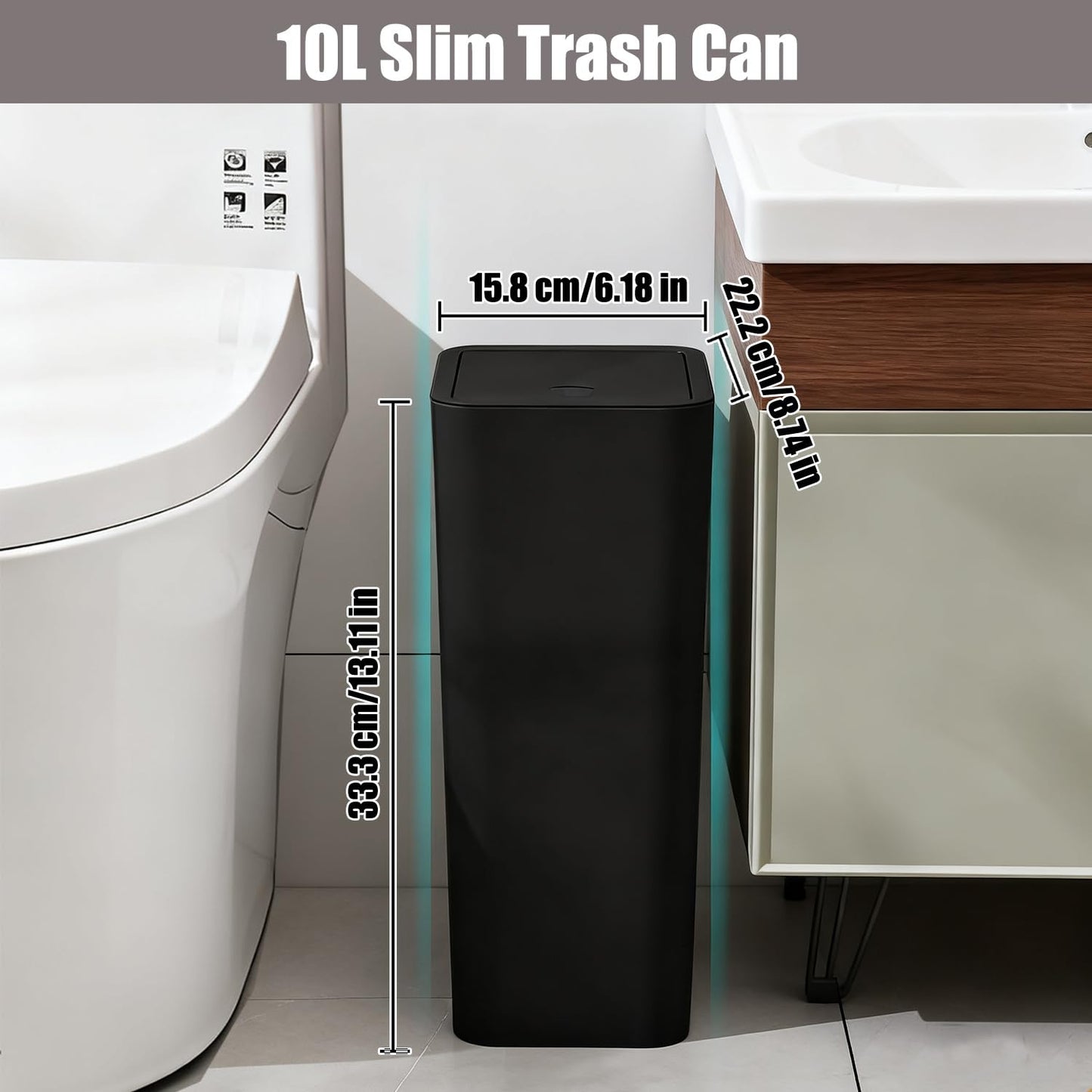 Stowetry 3 Pack Bedroom Bin,10L Plastic Bathroom Bin with Lid