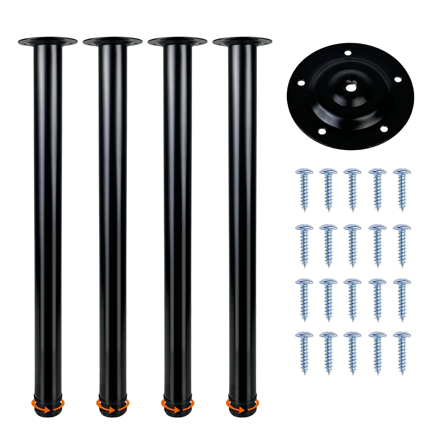 QLLY Table Legs 75cm/29.5 inch Adjustable Metal Desk Legs, 4 Pcs Furniture Legs, DIY Office Table Leg (75cm, Black)