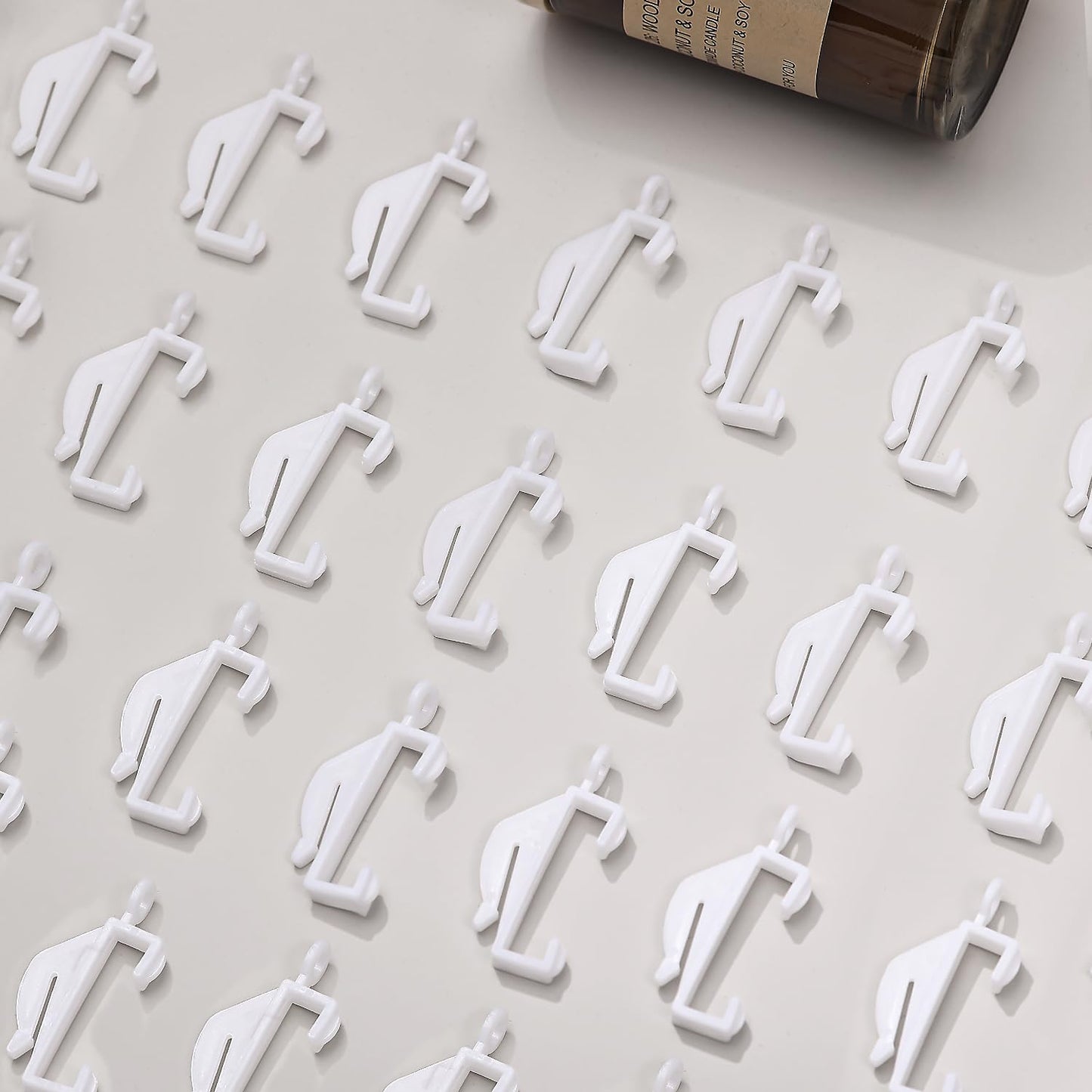 White Plastic 25-Piece Curtain Hooks, Sliding Rail Gliders for Track Window, Shower, Door