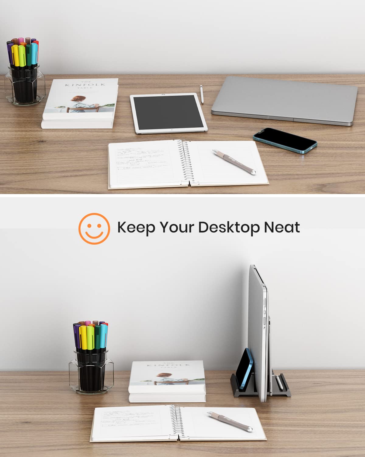 3 in 1 Vertical Laptop Stand - Klearlook Adjustable ABS Notebook Dock,Space-saving Desktop Laptop Holder Compatible
