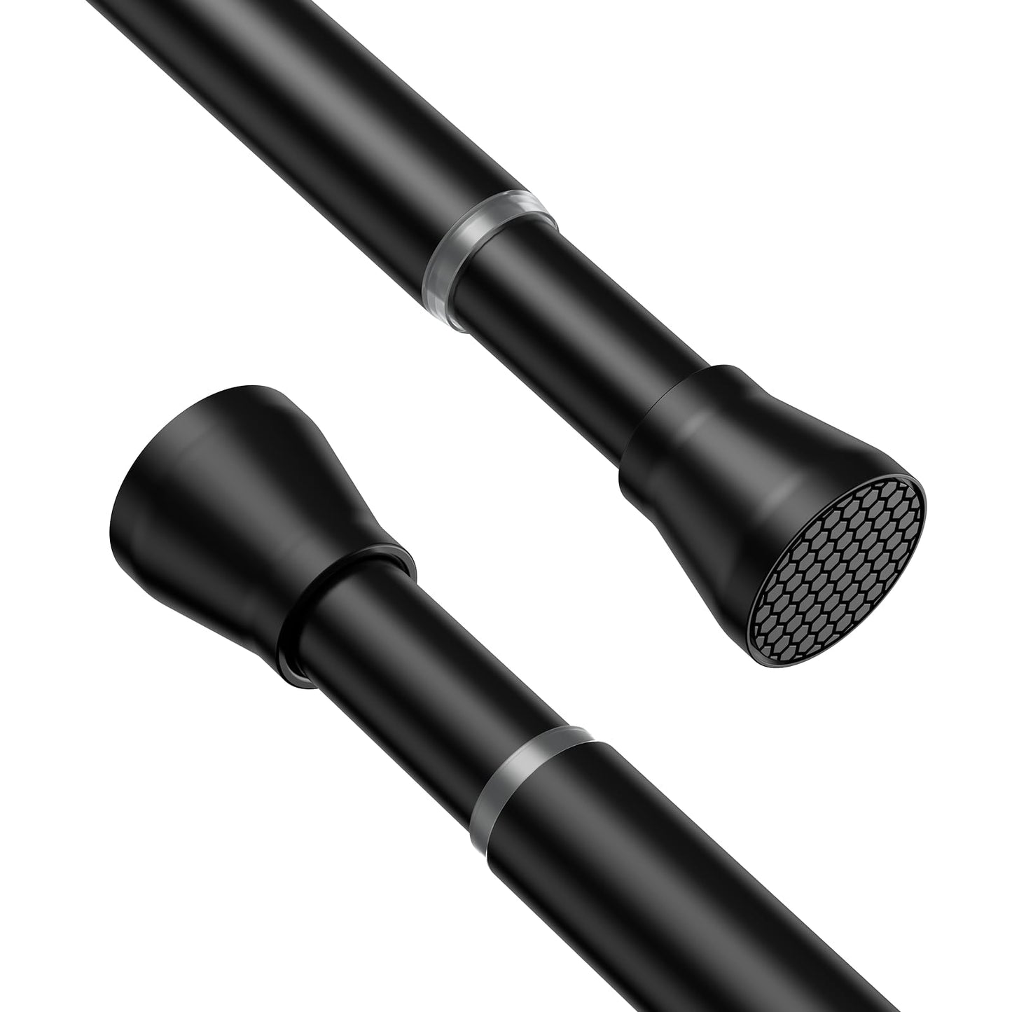 Shower Curtain Pole 70-130cm Shower Curtain Rail Non-Slip Black Extendable Curtain Poles No Drilling Shower Curtain Rod Non-Rust for