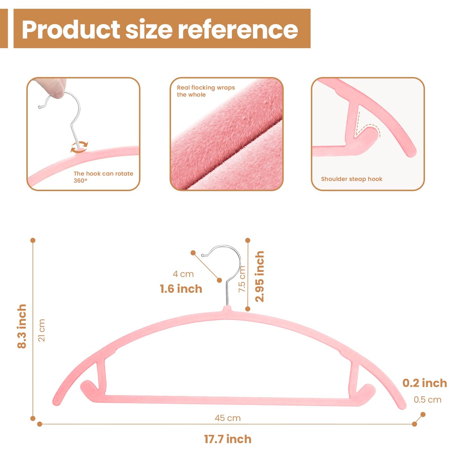 Jiang&Rong 60 Pack Pink Velvet Hangers,Non-Slip Clothes Hangers