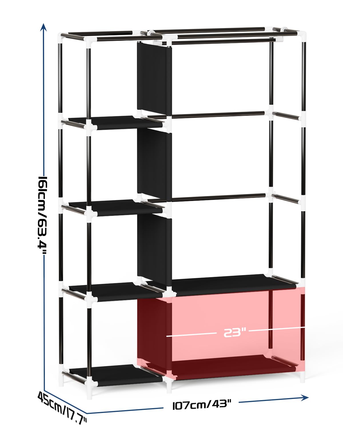 Mavivegue Fabric Wardrobe, 45 x 107 x 161 cm Portable Wardrobe