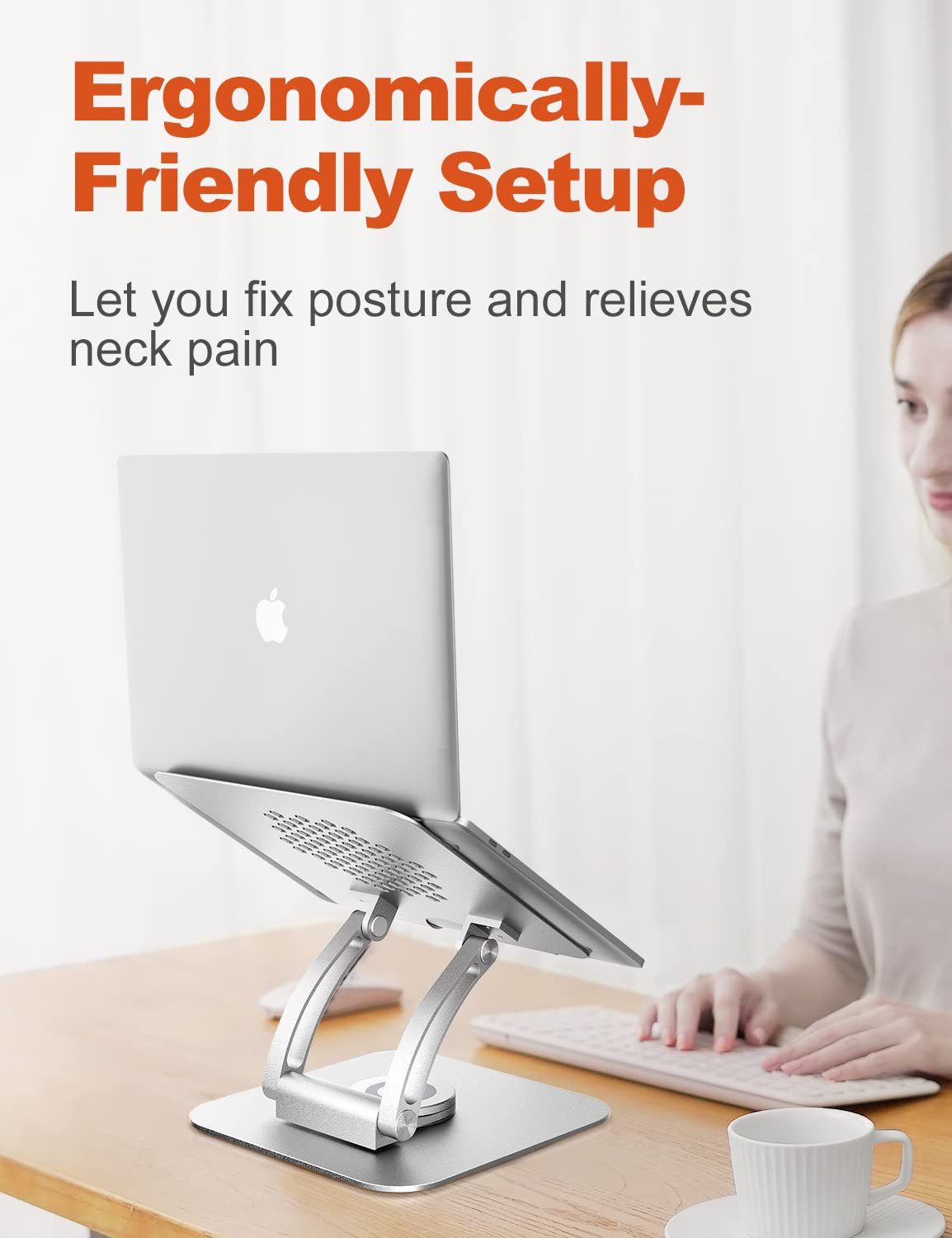 tounee Adjustable Laptop Stand for Desk, Ergonomic Holder with 360° Rotating Base