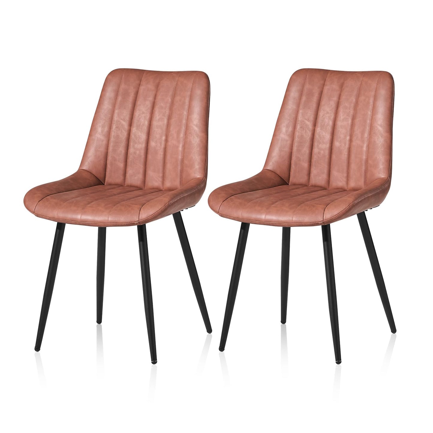 TUKAILAi Faux Leather Dining Chairs Set of 2, Metal Legs, for Dining Room