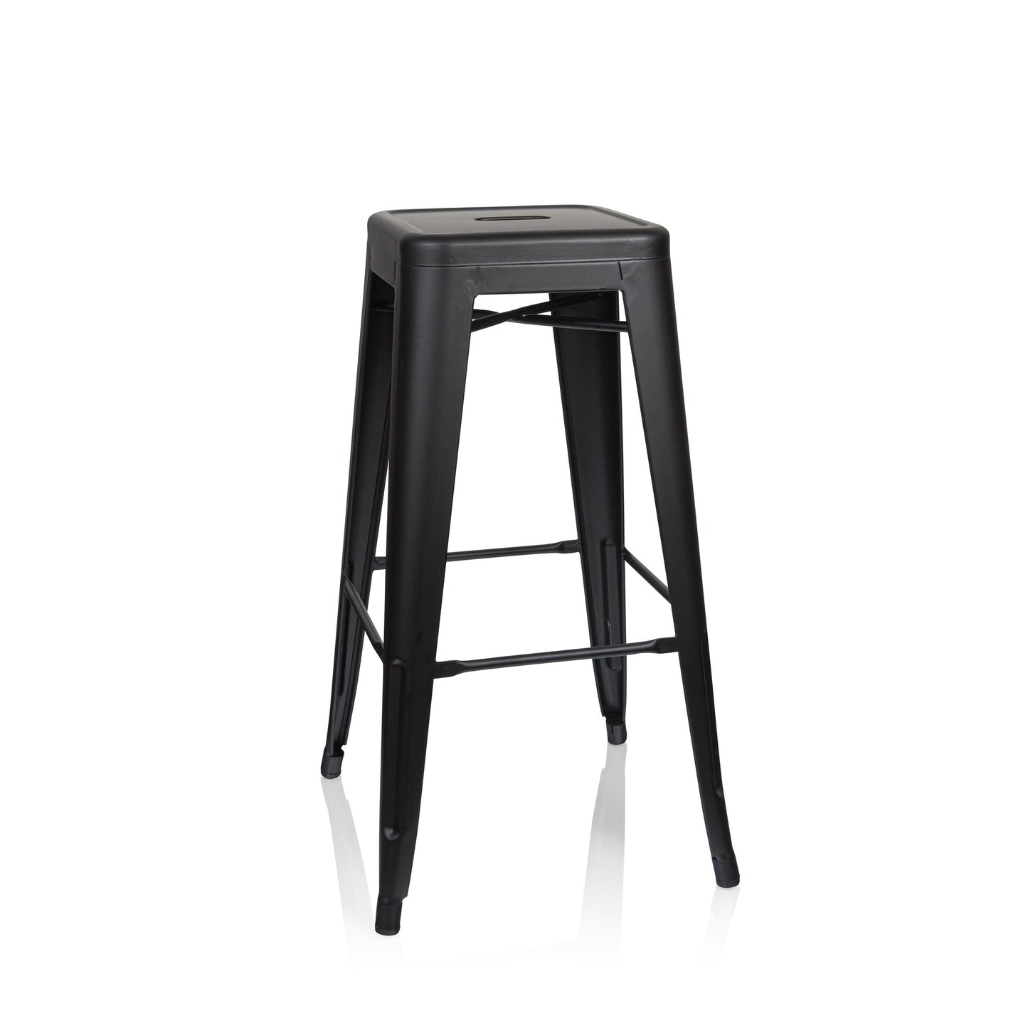 hjh OFFICE 645016 Bar stool VANTAGGIO HIGH metal black matt retro stool in industry design, stackable