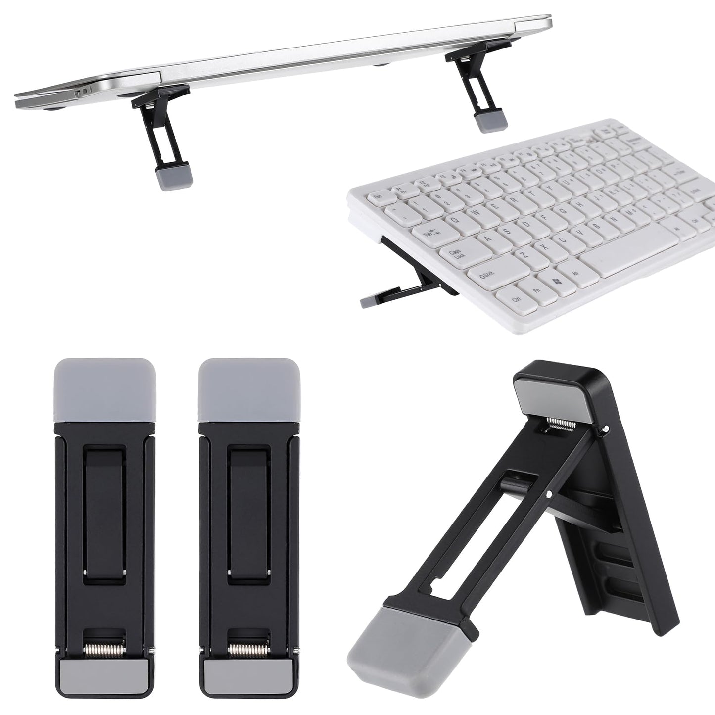 2 Pcs Portable Keyboard Riser, Three Tilt Angle Adjustable Foldable Invisible Laptop Riser, Zinc Alloy Mini Laptop Stand