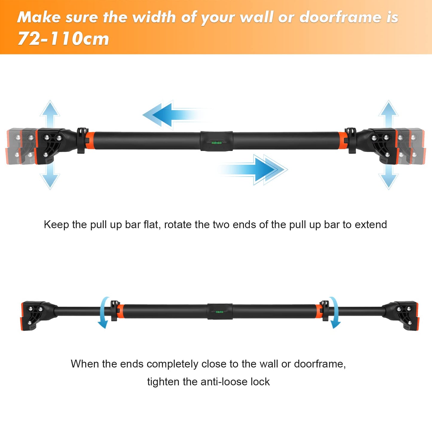 Pull Up Bar for Doorway, AETKFO Chin Up Bar Strength Training Pull-Up Bars Adjustable Upper Body Trainer Workout Bar Door Fitness Exercise Gym