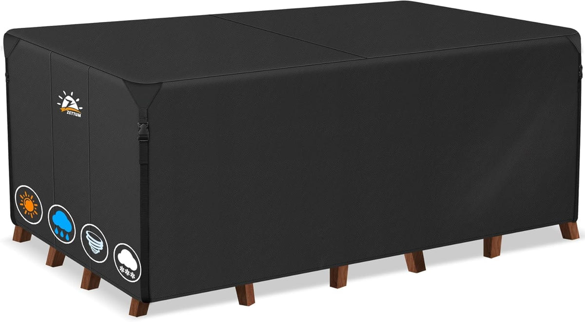 Zettum 227x160x73cm Garden Furniture Cover Rectangular Durable Protection Anti UV Waterproof Patio Rattan Sofa Table Chair Bistro Set Cover 600D Heavy