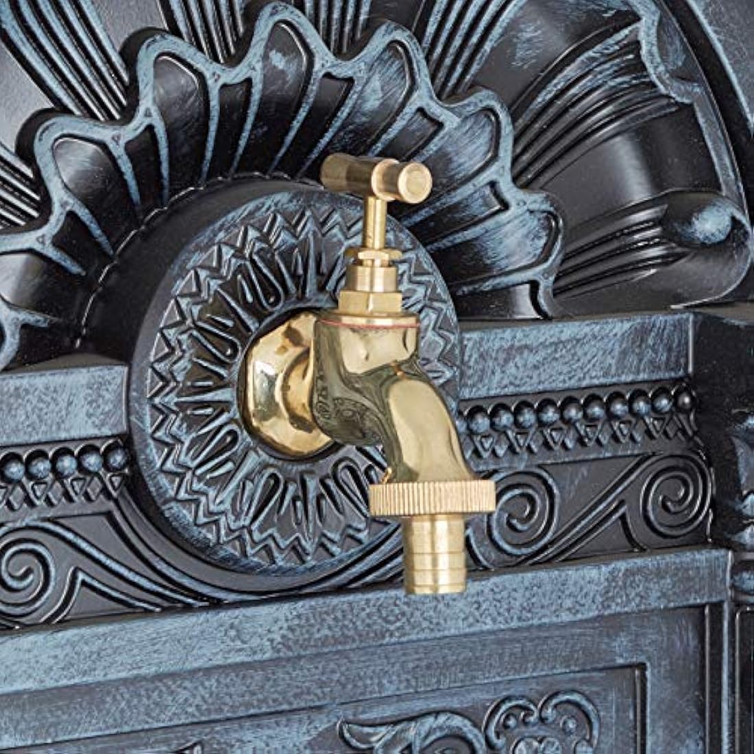 Relaxdays Free Standing Water Fountain, Antique-Style, Nostalgia, Garden, Patio, Faucet, Basin, HxWxD: 83 x 39 x 33 cm, Grey
