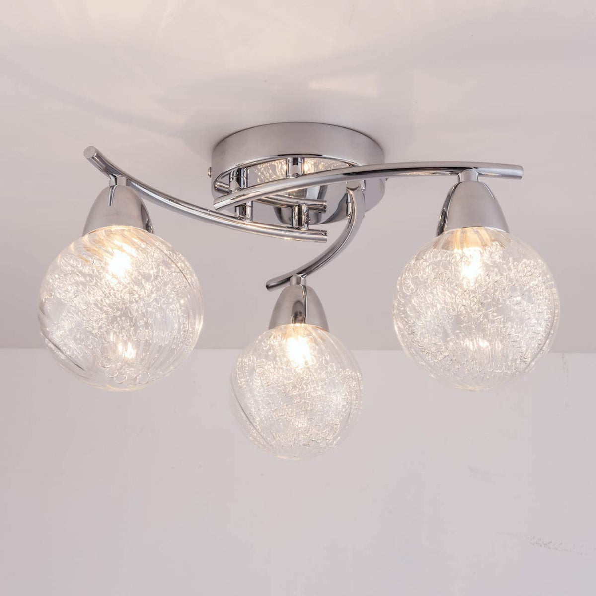 AUROLITE AL1031 BOLLA 3xG9 LED Semi Flush Ceiling Light, Polished Chrome Finish, 12W, Ideal for Living Room, Bedroom, Kitchen, and Hallway, Straight,