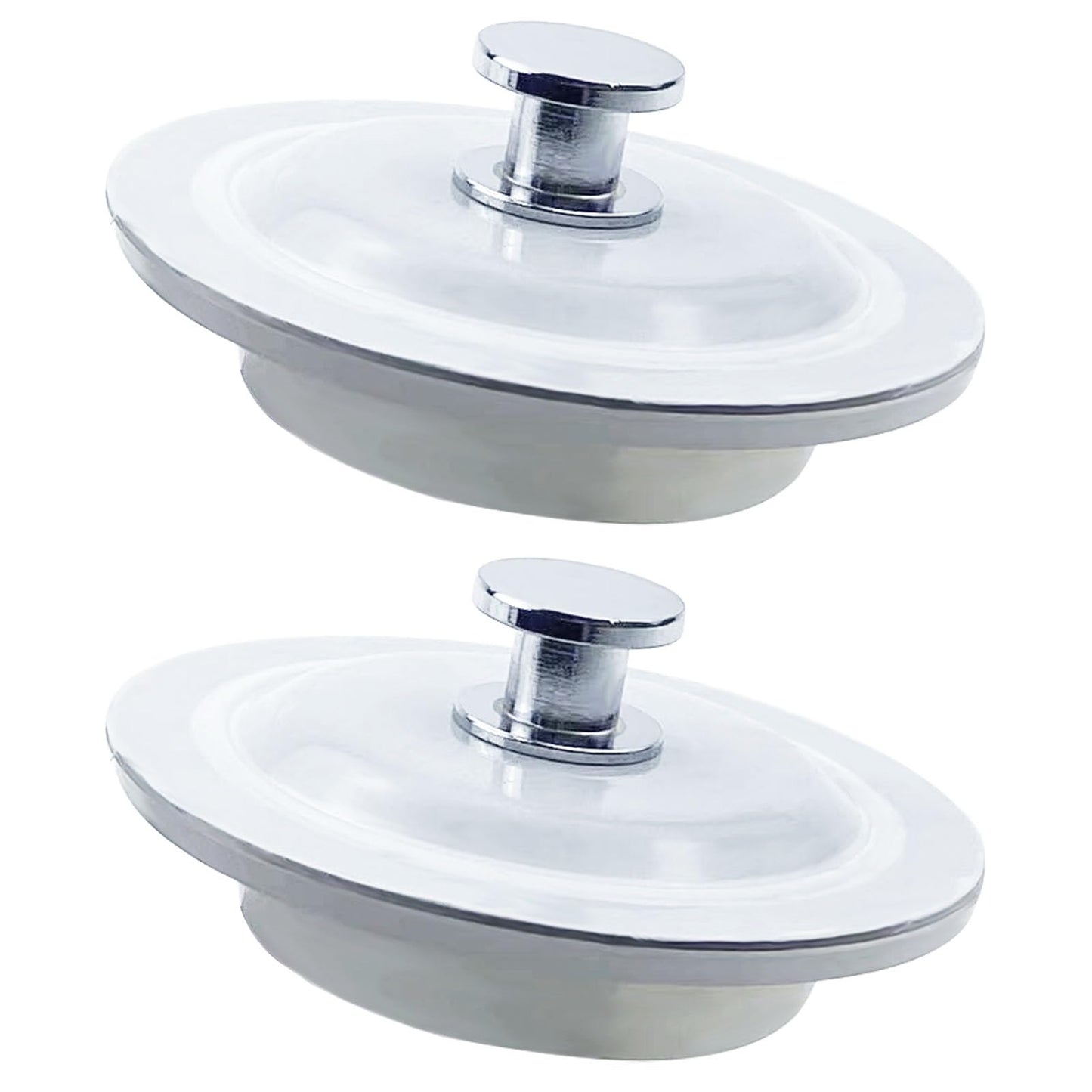 2 Packs Bath Plug Replacement, Universal Bath Plug 40-60mm Hole Drain Plug Replacement Silicone Stainless Steel Bathroom Sinks Plugs Sink Stopper