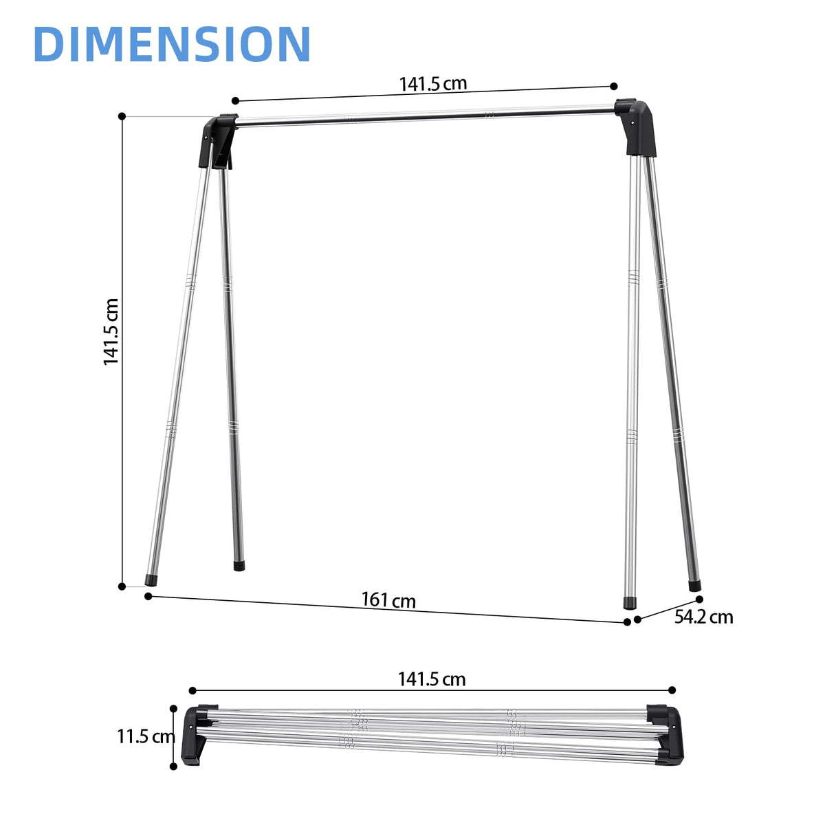 SYKIARIOL Stainless Steel Clothes Rail, Collapsible Drying Rack