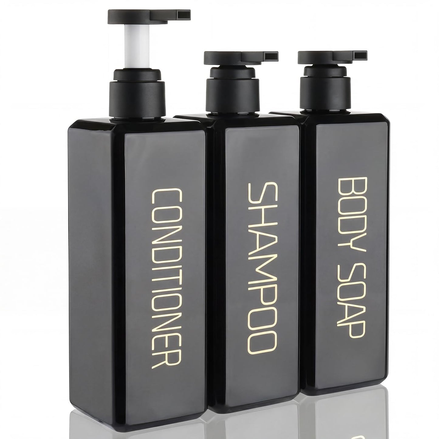 Hokretme Shampoo and Conditioner Dispenser 550ml 3 Pack Shower Soap Bottles Refillable Shampoo Pump Bottle Dispenser Plastic Empty Body Wash