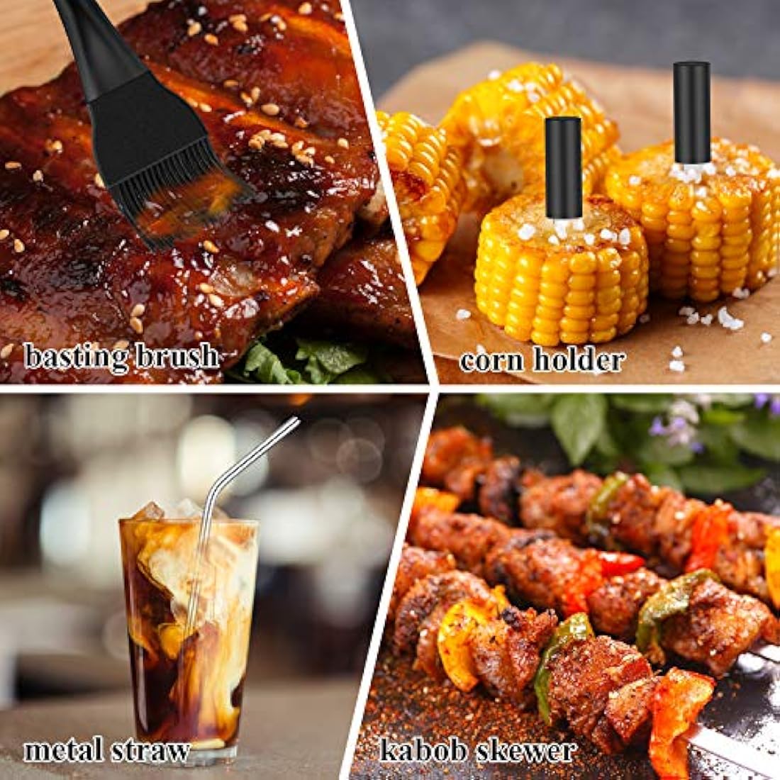ROMANTICIST 26pcs Extra Thick Stainless Steel Grill Tool Set for Men,Heavy Duty Grilling Accessories Kit for Backyard, BBQ Utensils Gift Set with Meat Thermometer in Aluminum Case for Birthday Black