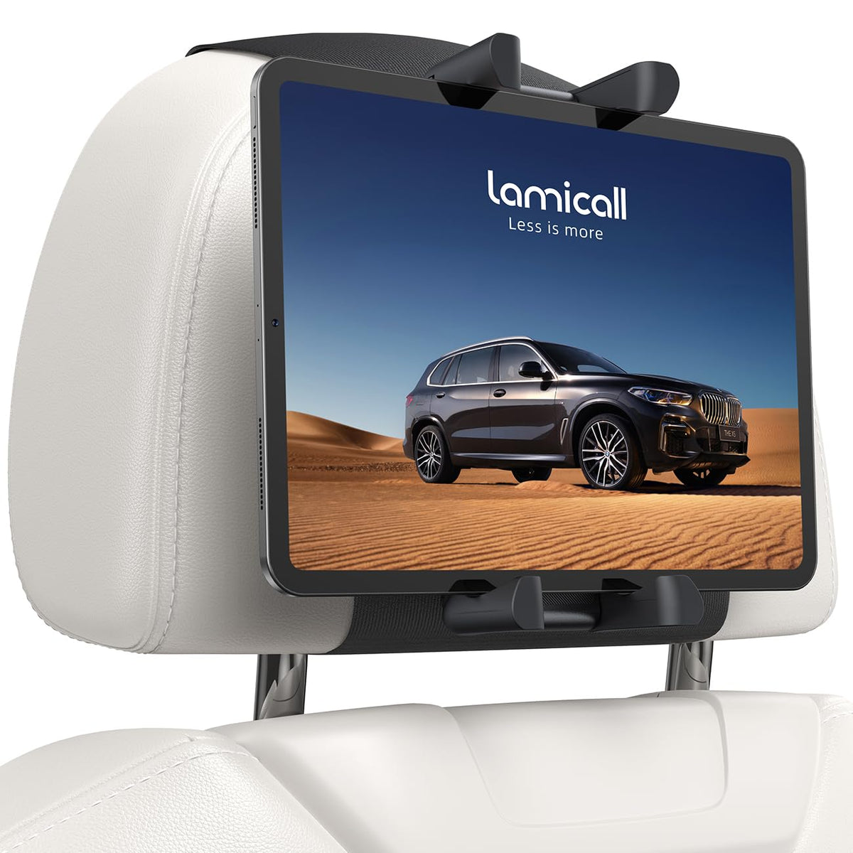 Lamicall Car Tablet Holder for Kids - [Silicone Wide Clip] Universal 360?Rotating Headrest Car Mount, Foldable Backseat Holder for iPad Pro