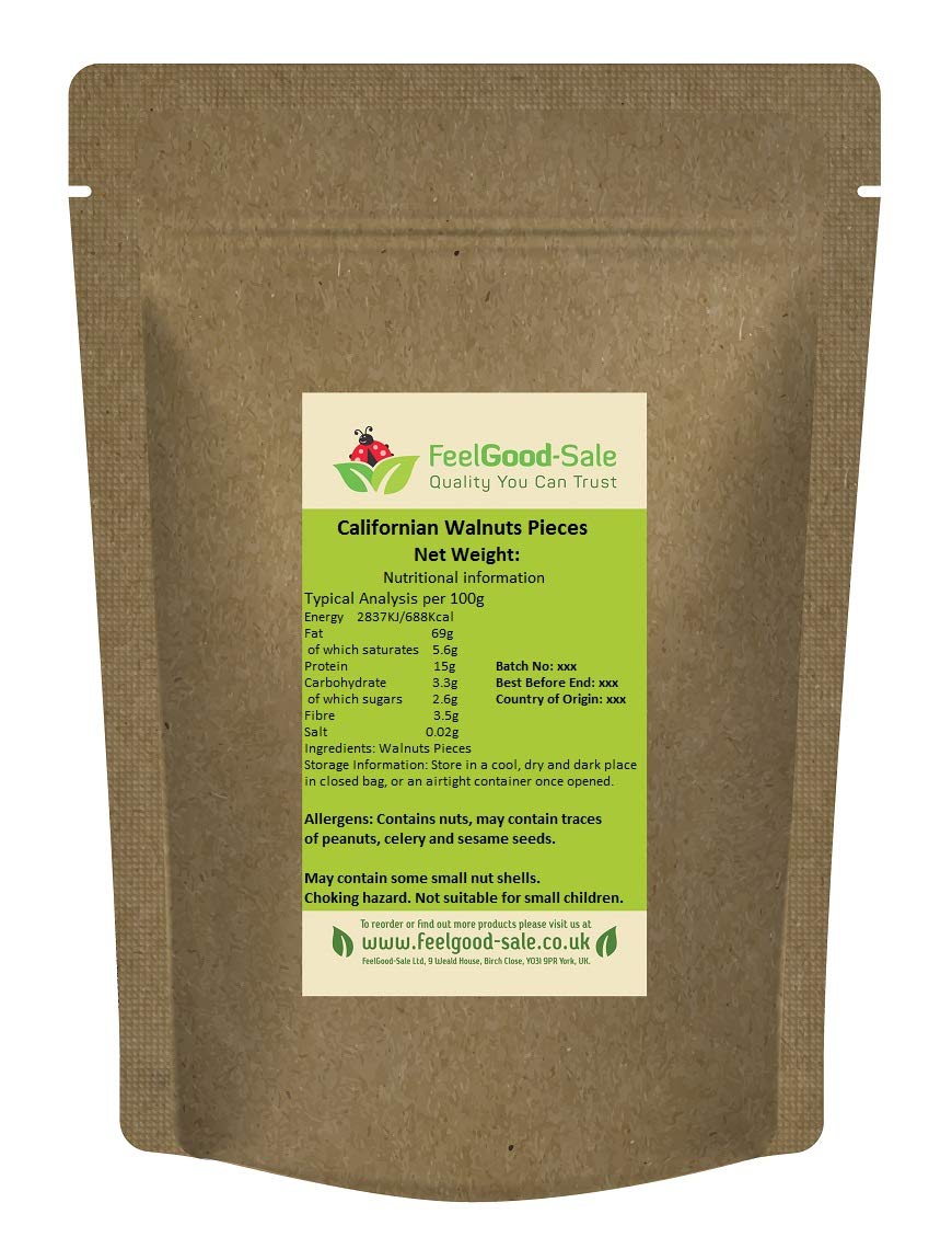 1kg Walnuts Large Pieces - Rich in Omega-3, Low-GI Good For Snacking, Smoothies, Baking & Cooking, Gluten-Free, Keto & Vegan-Friendly, Rich in Protein